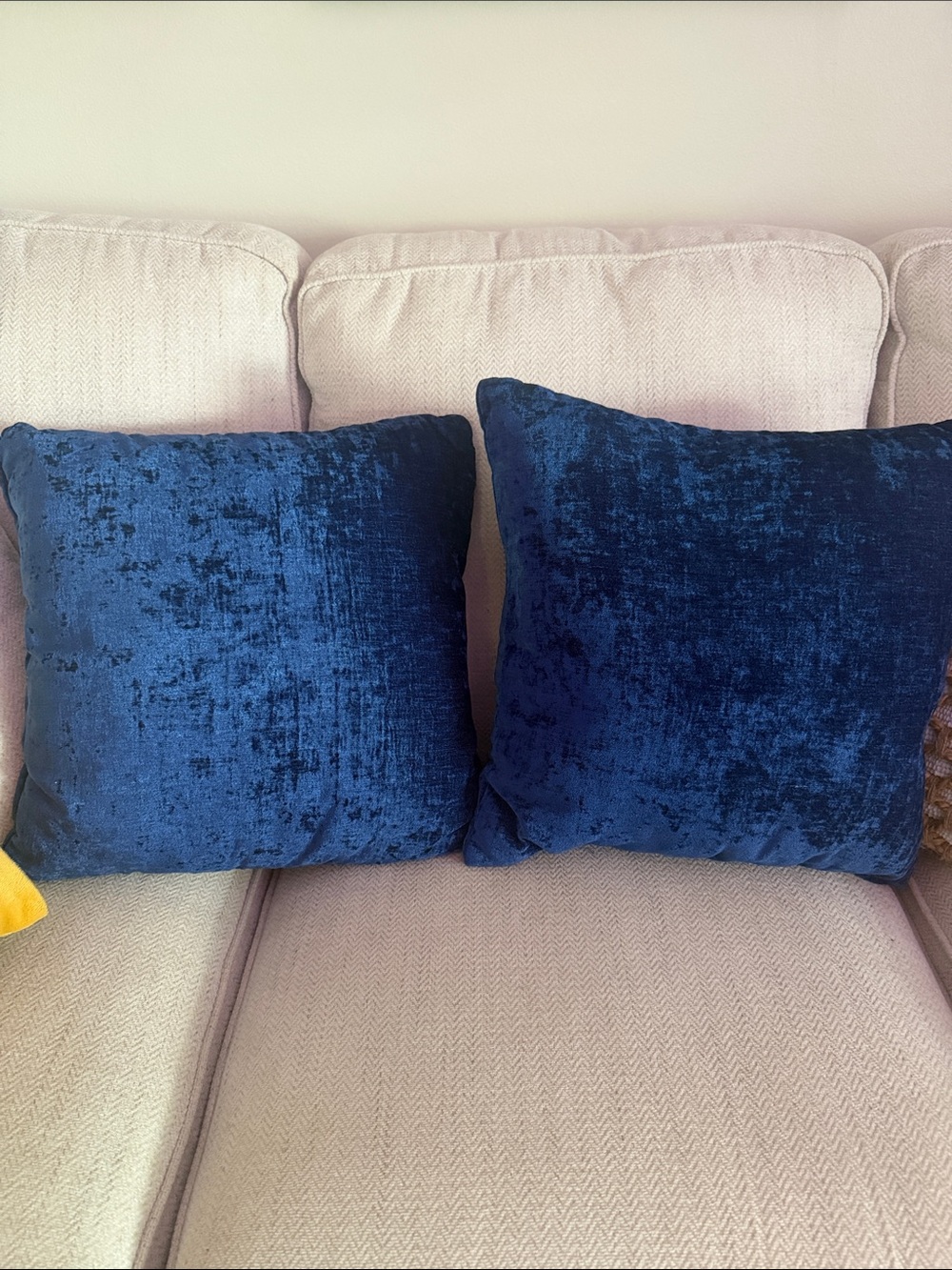 Two plush Velvet Accent Pillow in Navy Blue